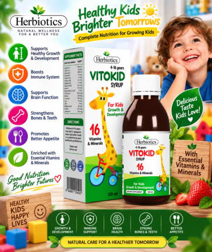 Herbiotics Vitokid Syrup – Kids Multivitamin for Growth & Development