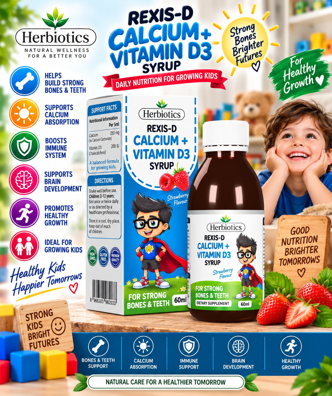 ChatGPT Image Sep 6, 2026, 01_11_44 AM Herbiotics Rexis-D Calcium + Vitamin D3 Syrup – Kids Bone Support - Image 1
