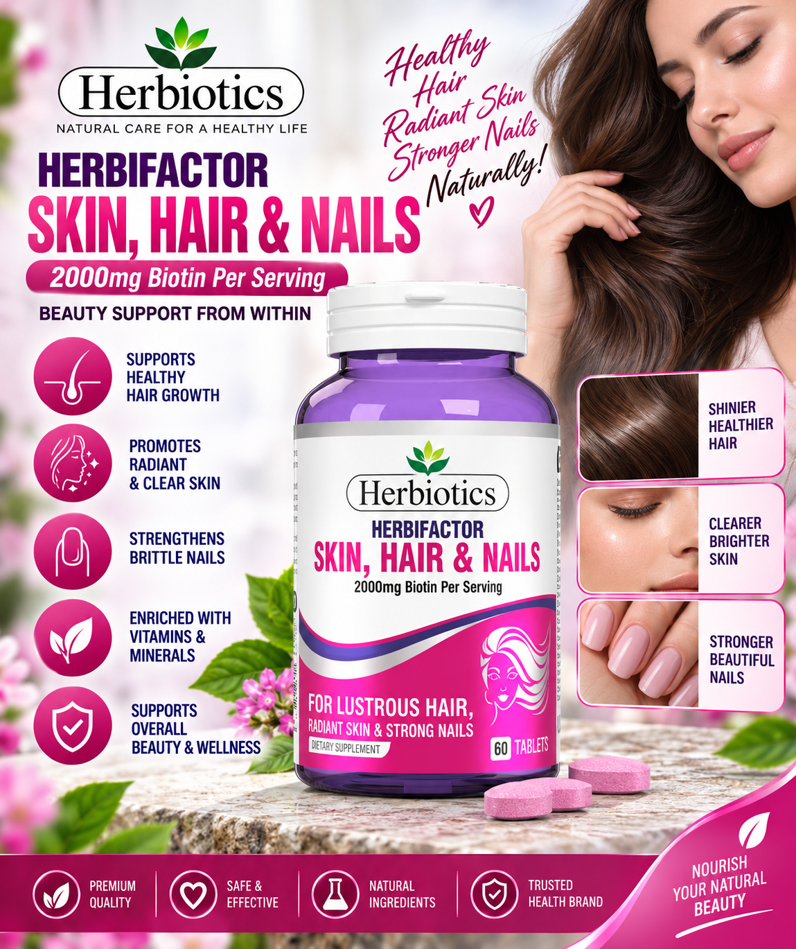 ChatGPT Image Sep 6, 2026, 01_38_23 AM Herbiotics Herbifactor Skin, Hair & Nails – Biotin 2000mcg - Image 1