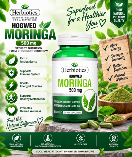 Herbiotics Hogwed Moringa 500mg | Natural Antioxidant & Energy Support
