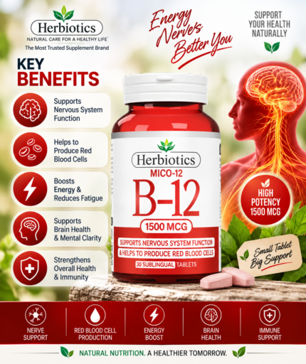 Herbiotics MICO-12 Vitamin B12 1500mcg | Energy & Nerve Support – 30 Tablets