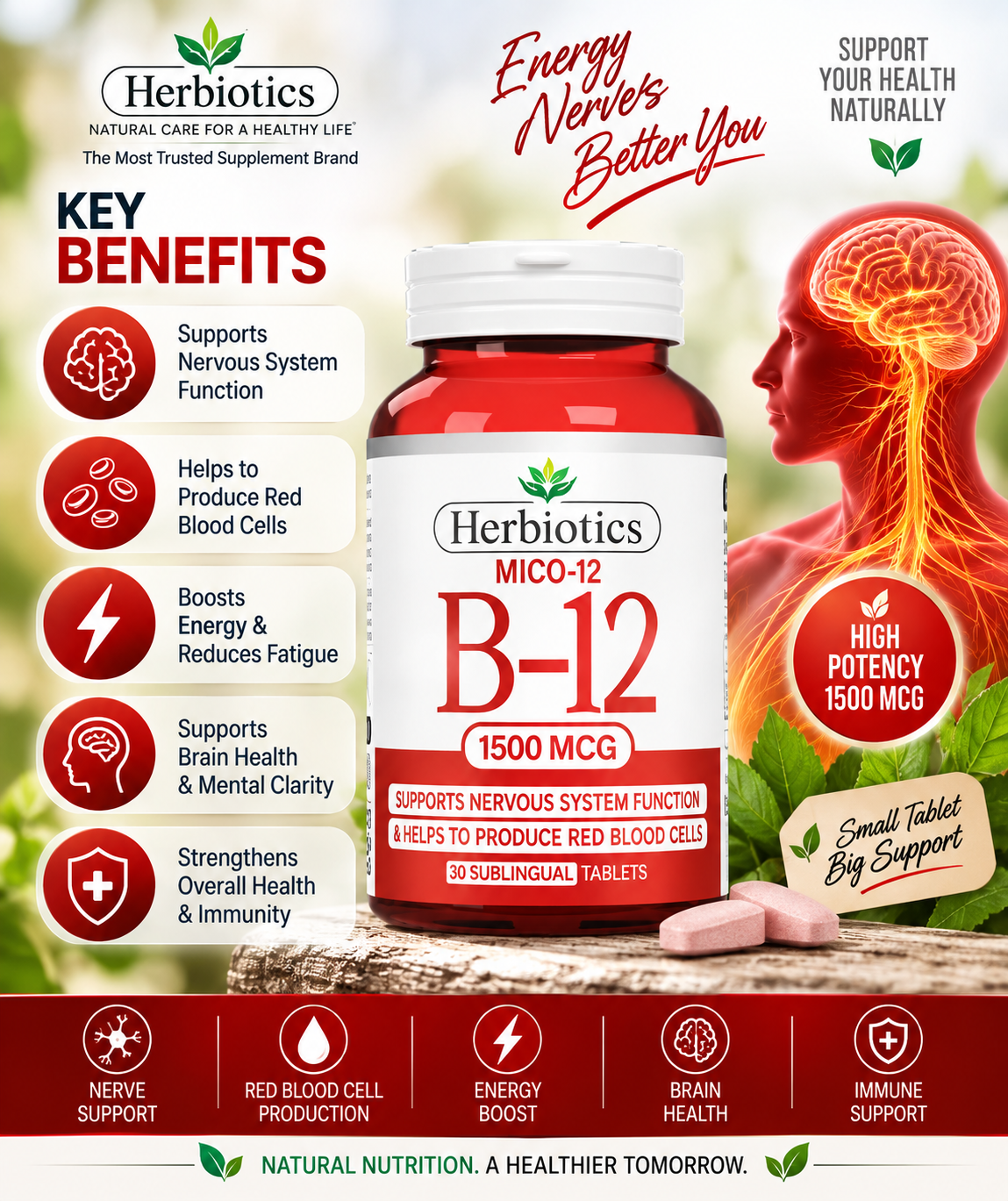 Herbiotics MICO-12 Vitamin B12 1500mcg | Energy & Nerve Support – 30 Tablets Herbiotics MICO-12 Vitamin B12 1500mcg | Energy & Nerve Support – 30 Tablets
