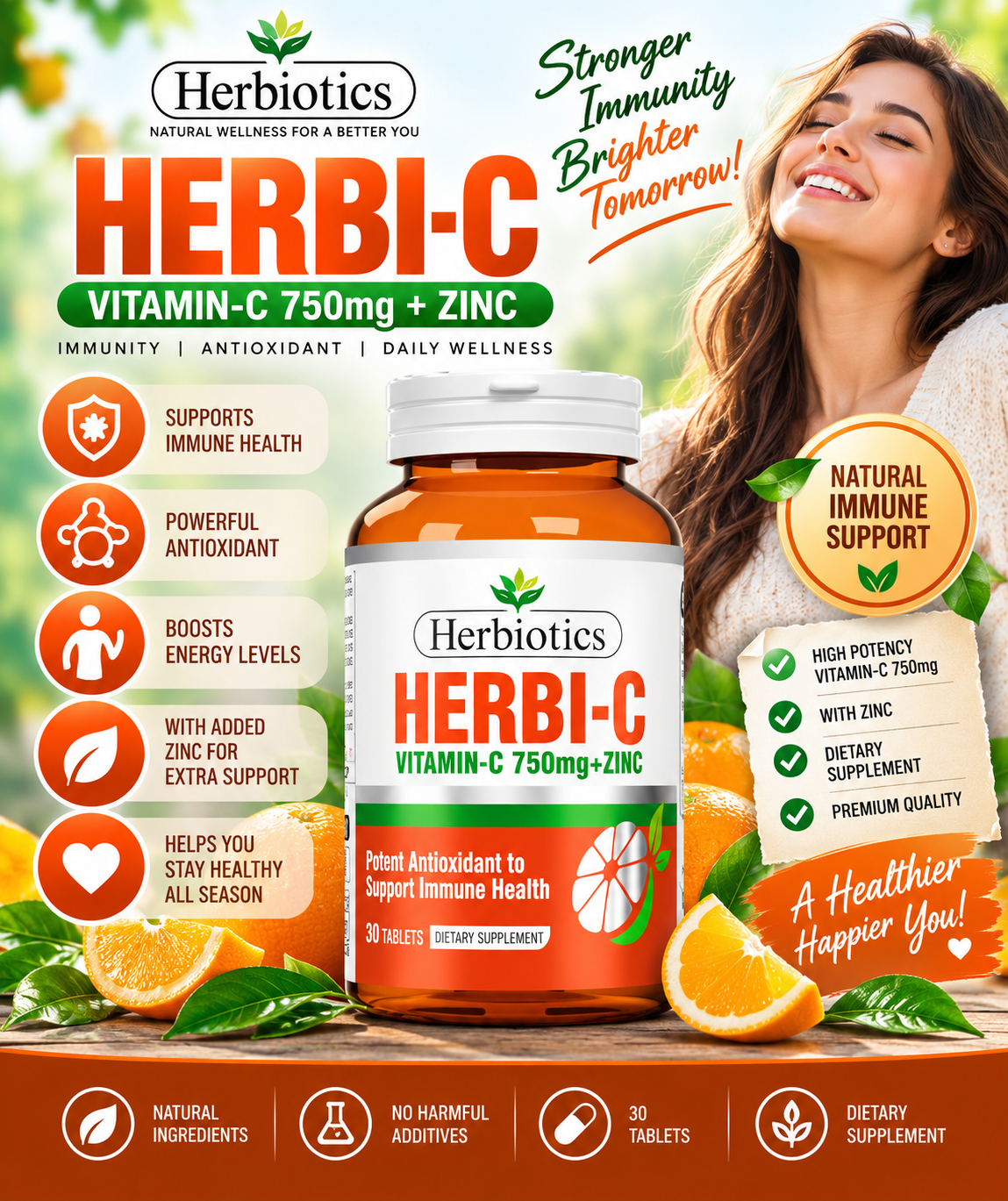 Herbiotics Herbi-C Vitamin C 750mg + Zinc | Immune & Antioxidant Support Herbiotics Herbi-C Vitamin C 750mg + Zinc | Immune & Antioxidant Support