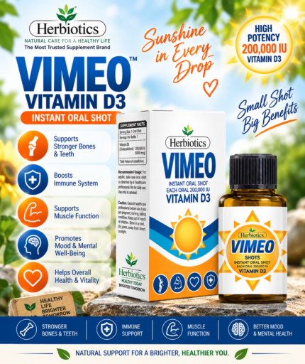 Herbiotics VIMEO Vitamin D3 200,000 IU Oral Shot | Bone & Immune Support
