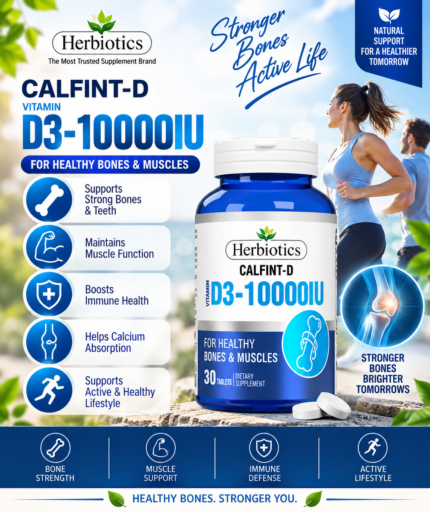 Herbiotics Calfint D, Herbiotics Vitamin D3, Calfint D 10000 IU, Vitamin D3 10000 IU, Vitamin D3 Tablets, Vitamin D Supplement, High Strength Vitamin D3, Vitamin D for Bones, Vitamin D for Muscle Support, Vitamin D for Immune Support, Bone Health Supplement, Calcium Absorption Vitamin, Vitamin D3 30 Tablets, Herbiotics Calfint D3, Vitamin D3 Supplement Pakistan, Calfint D Tablets, Vitamin D for Adults, D3 Bone Health Supplement