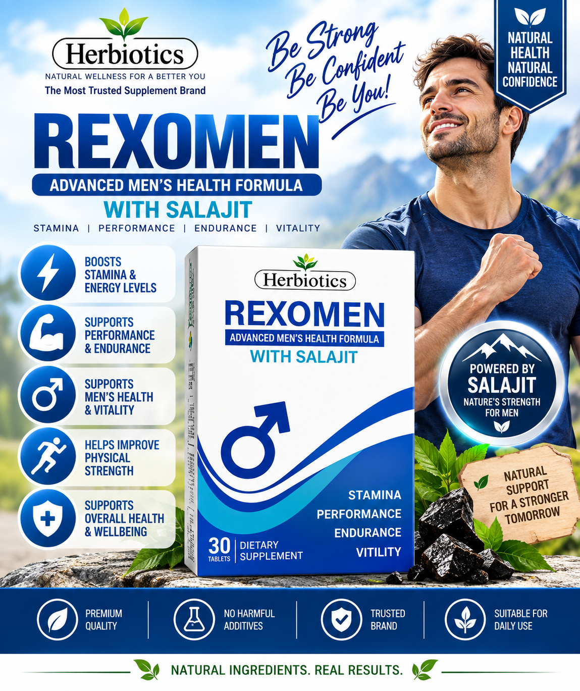 Herbiotics Rexomen with Salajit | Men’s Stamina, Energy & Vitality Support – 30 Tablets Herbiotics Rexomen with Salajit | Men’s Stamina, Energy & Vitality Support – 30 Tablets