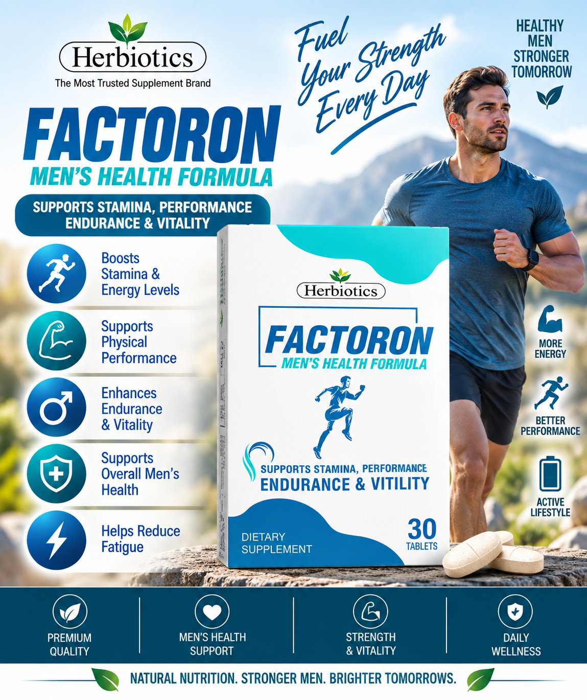 Herbiotics Factoron Men’s Health Formula | Stamina, Energy & Vitality – 30 Tablets Herbiotics Factoron Men’s Health Formula | Stamina, Energy & Vitality – 30 Tablets