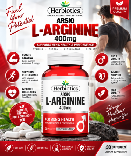 Herbiotics Arsio L-Arginine 400mg | Men’s Stamina & Performance Support – 30 Capsules