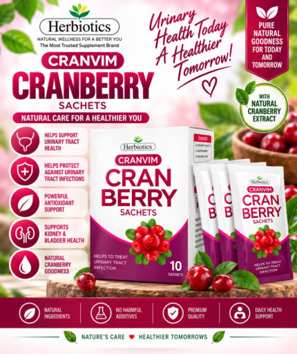 Herbiotics Cranvim Cranberry Sachets | Urinary Tract & Bladder Health Support – 10 Sachets