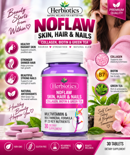Herbiotics Noflaw Skin, Hair & Nails | Collagen, Biotin & Green Tea – 30 Tablets