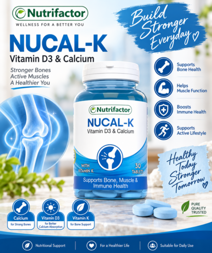 Nutrifactor Nucal-K Calcium, Vitamin D3 & K – Bone, Muscle & Immune Support, 30 Tablets