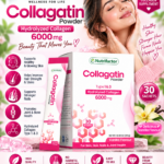Nutrifactor Collagatin Collagen Powder 6000mg – Type 1 & 3, 30 Vanilla Sachets