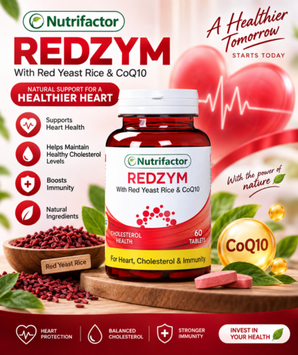 Nutrifactor Redzym Red Yeast Rice & CoQ10 – Heart & Cholesterol Support, 60 Tablets