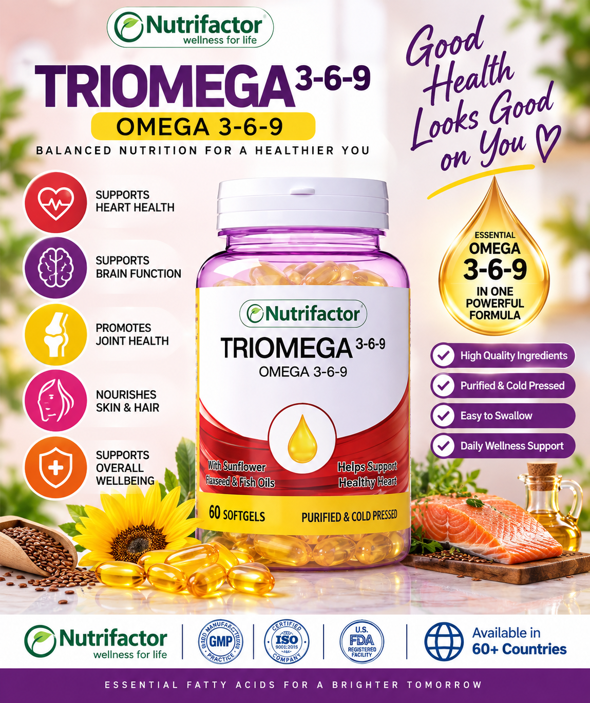 Nutrifactor Triomega 3-6-9 – Essential Omega Fatty Acids, 60 Softgels Nutrifactor Triomega 3-6-9 – Essential Omega Fatty Acids, 60 Softgels