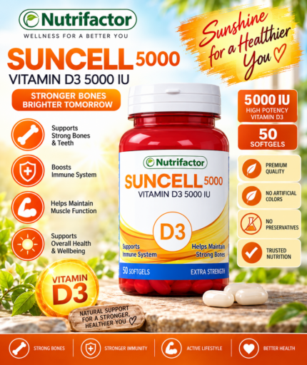 Nutrifactor Suncell 5000 Vitamin D3 – High Potency 5000 IU, 50 Softgels