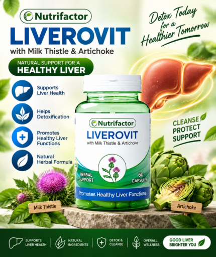 Nutrifactor Liverovit Milk Thistle & Artichoke – Herbal Liver Support, 60 Capsules