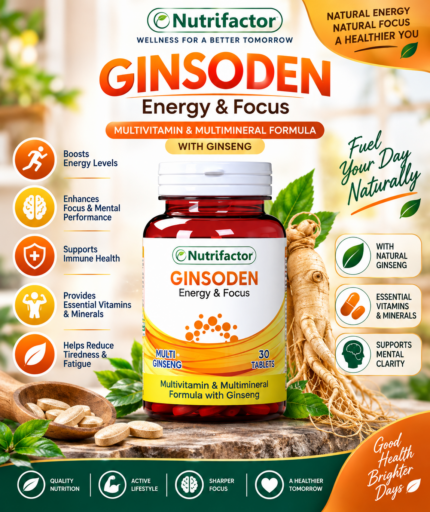 Nutrifactor Ginsoden – Multivitamin with Ginseng for Energy & Focus, 30 Tablets