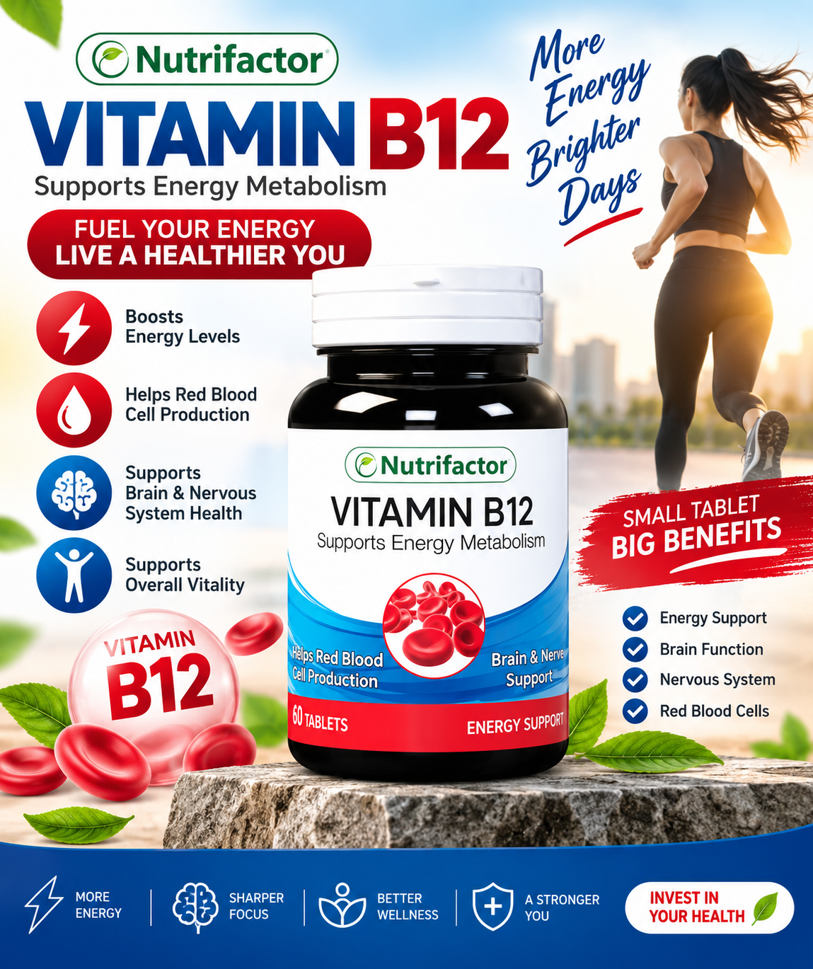 Nutrifactor Vitamin B12 – Energy, Brain & Nervous System Support, 60 Tablets Nutrifactor Vitamin B12 – Energy, Brain & Nervous System Support, 60 Tablets