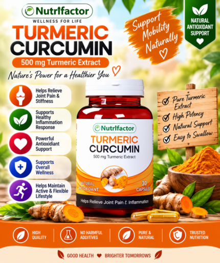 Nutrifactor Turmeric Curcumin 500mg – Joint & Antioxidant Support, 30 Capsules