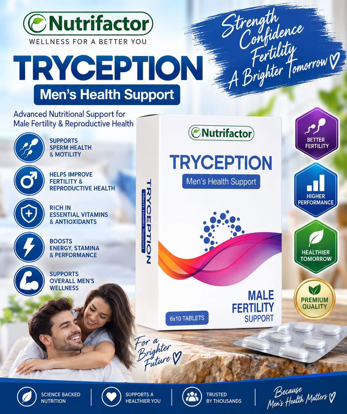 Nutrifactor Tryception – Men’s Fertility & Reproductive Health Support, 60 Tablets Nutrifactor Tryception – Men’s Fertility & Reproductive Health Support, 60 Tablets