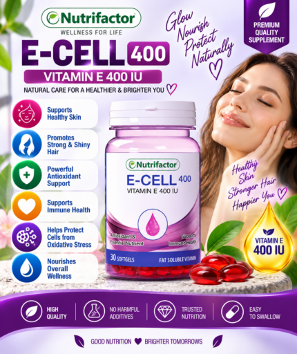 Nutrifactor E-Cell 400 – Vitamin E 400 IU Antioxidant & Skin Support, 30 Softgels