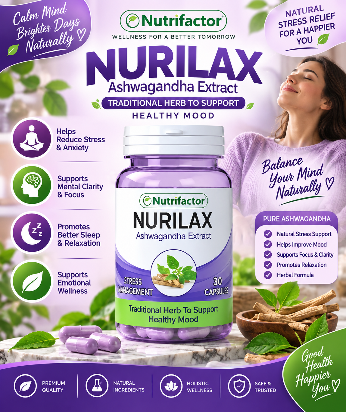 Nutrifactor Nurilax Ashwagandha – Stress, Mood & Relaxation Support, 30 Capsules Nutrifactor Nurilax Ashwagandha – Stress, Mood & Relaxation Support, 30 Capsules