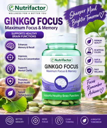 Nutrifactor Ginkgo Focus – Memory, Focus & Brain Health Support, 30 Tablets