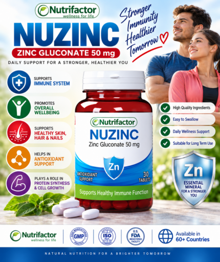 Nutrifactor Nuzinc Zinc Gluconate 50mg – Immune & Wellness Support, 30 Tablets