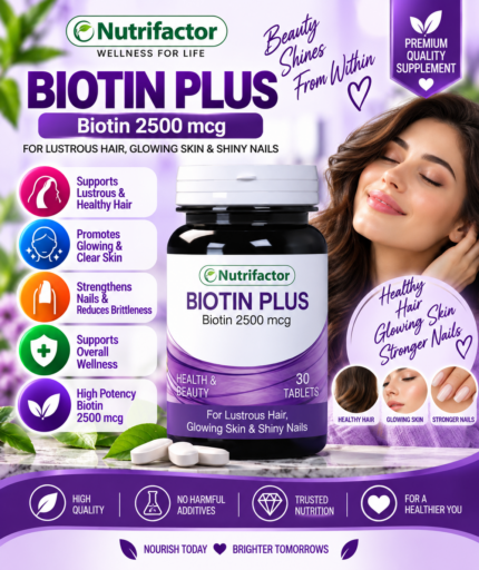 Nutrifactor Biotin Plus 2500 mcg – Hair, Skin & Nails Support, 30 Tablets