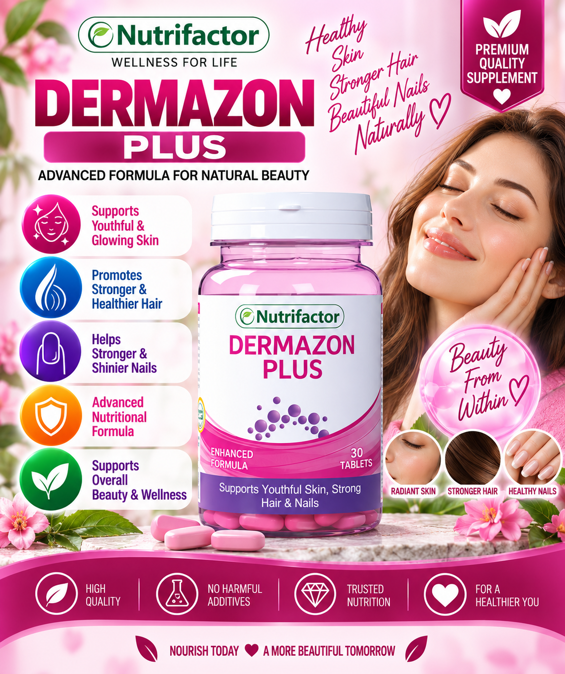 Nutrifactor Dermazon Plus – Skin, Hair & Nails Beauty Support, 30 Tablets Nutrifactor Dermazon Plus – Skin, Hair & Nails Beauty Support, 30 Tablets