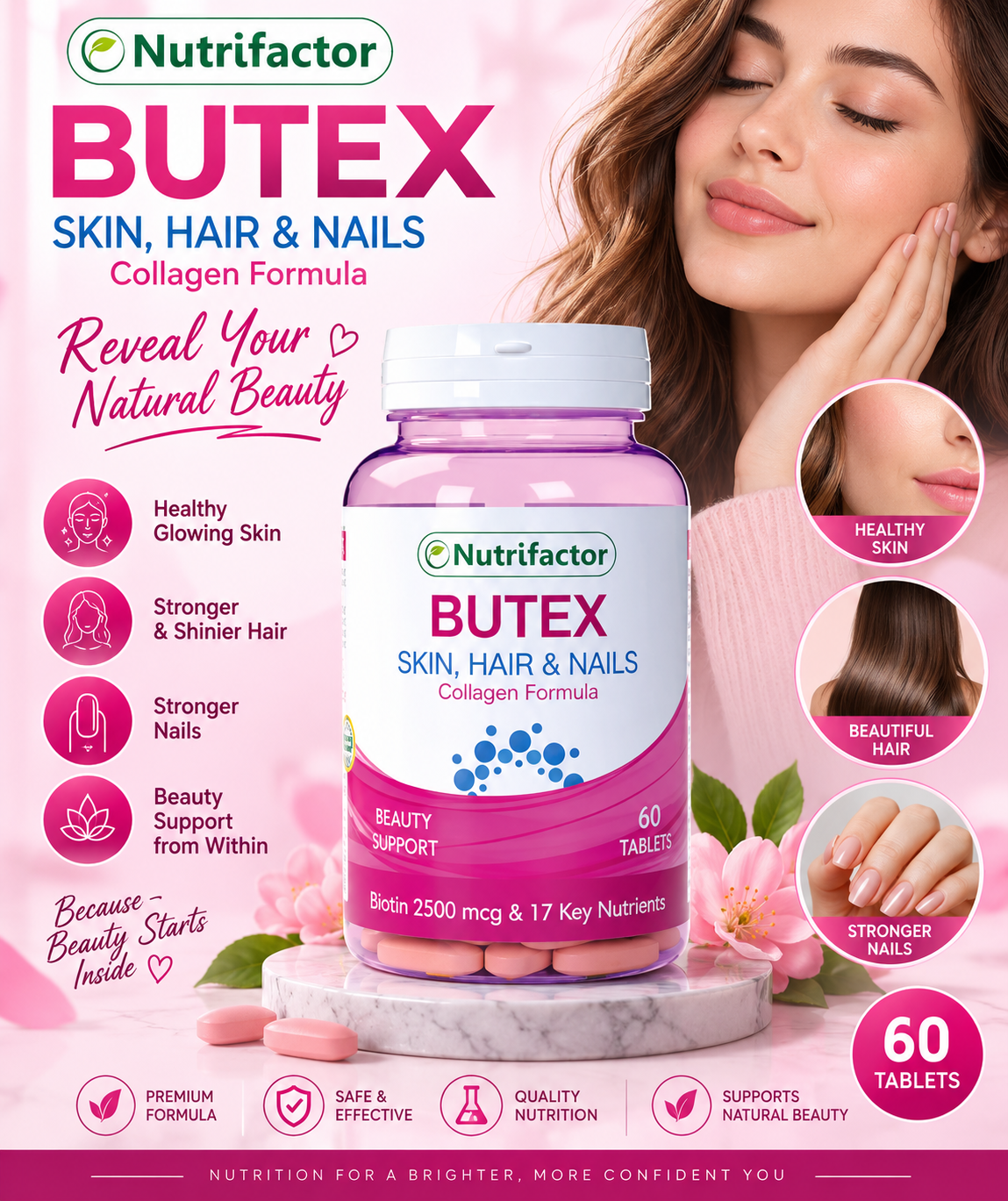 Nutrifactor Butex – Skin, Hair & Nails Collagen Formula, 60 Tablets Nutrifactor Butex – Skin, Hair & Nails Collagen Formula, 60 Tablets