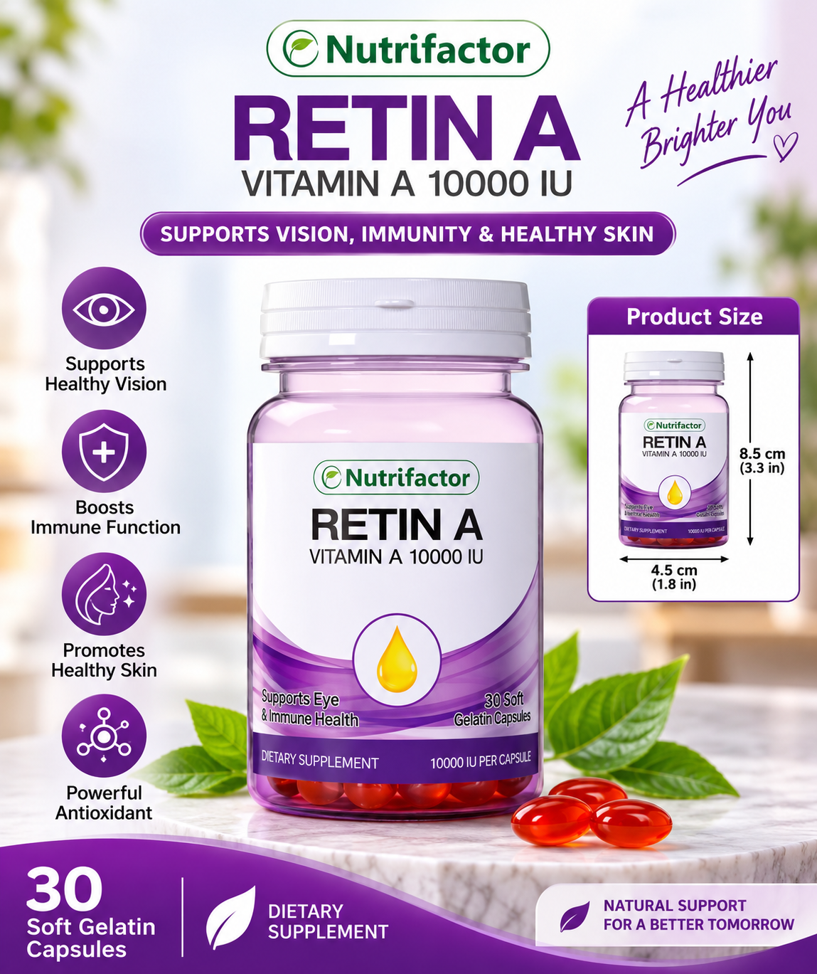 Nutrifactor Retin A Vitamin A 10,000 IU – Vision, Skin & Immune Support, 30 Capsules Nutrifactor Retin A Vitamin A 10,000 IU – Vision, Skin & Immune Support, 30 Capsules