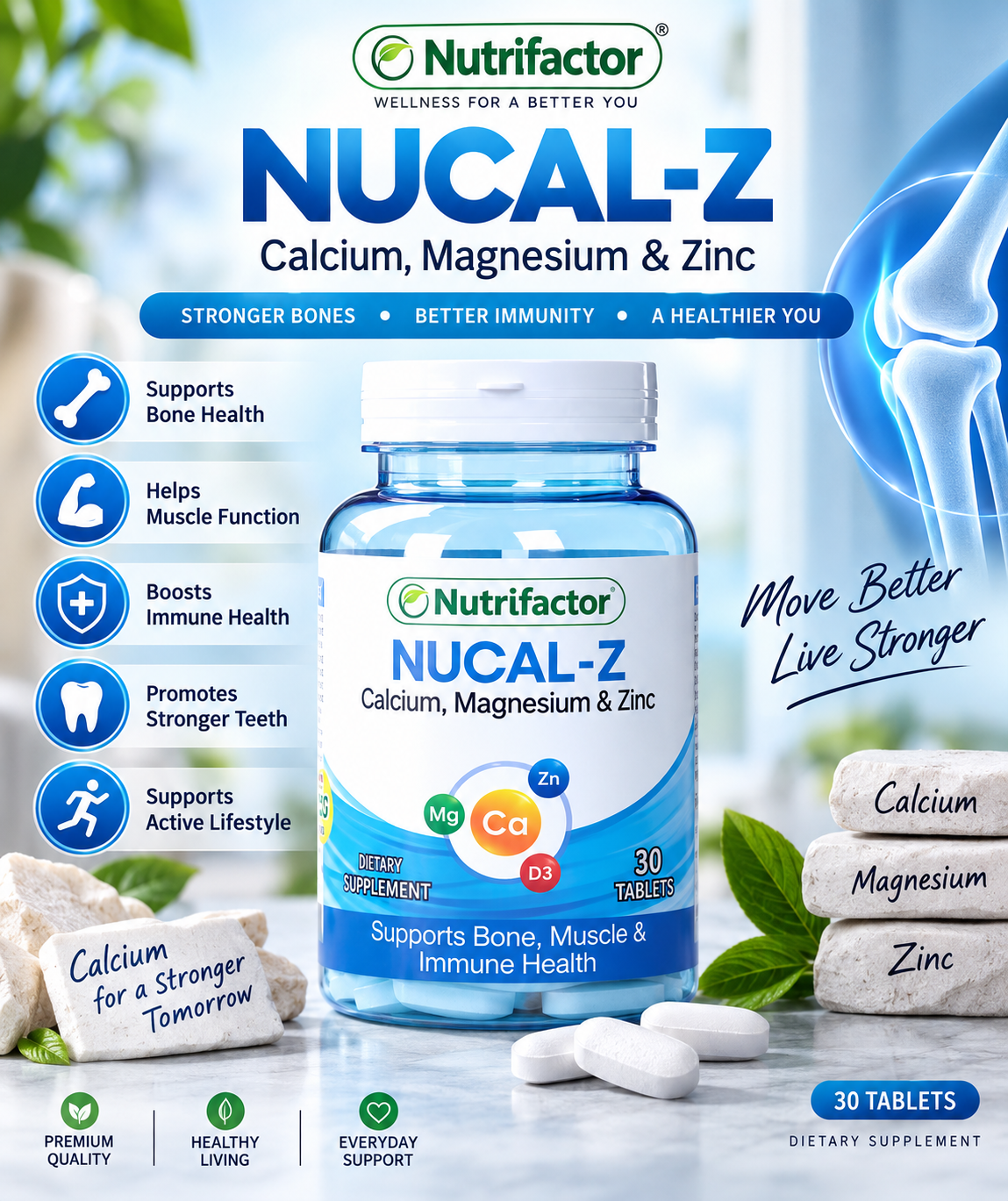 Nutrifactor Nucal-Z Calcium, Magnesium & Zinc – 30 Bone Support Tablets Nutrifactor Nucal-Z Calcium, Magnesium & Zinc – 30 Bone Support Tablets