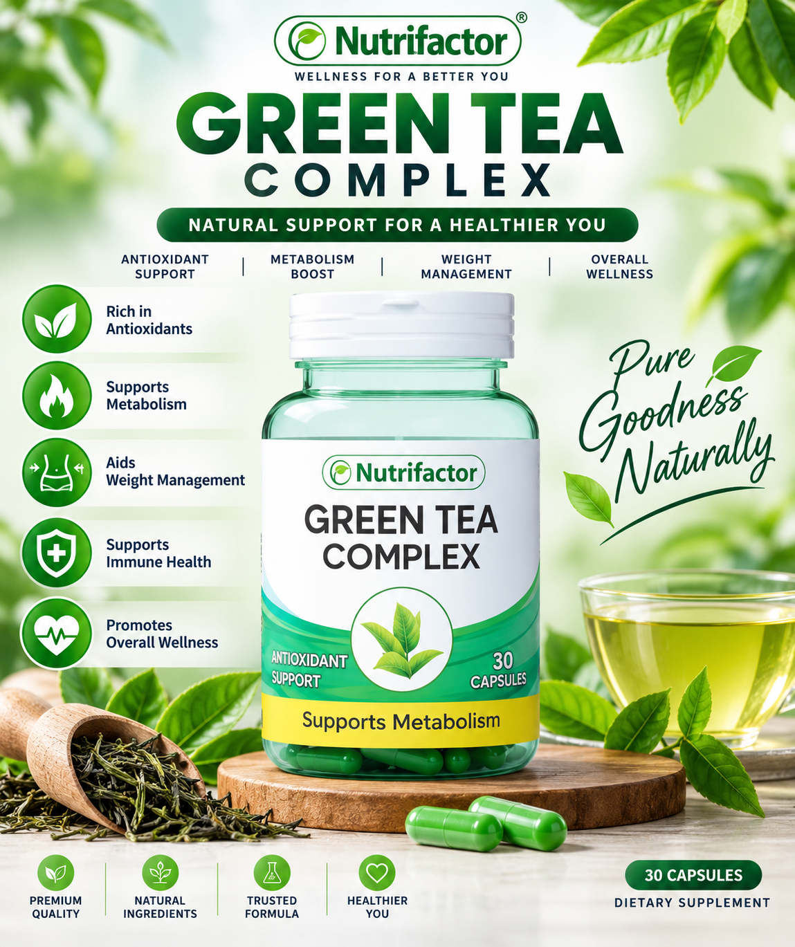 Nutrifactor Green Tea Complex – 30 Capsules Antioxidant & Metabolism Support Nutrifactor Green Tea Complex – 30 Capsules Antioxidant & Metabolism Support