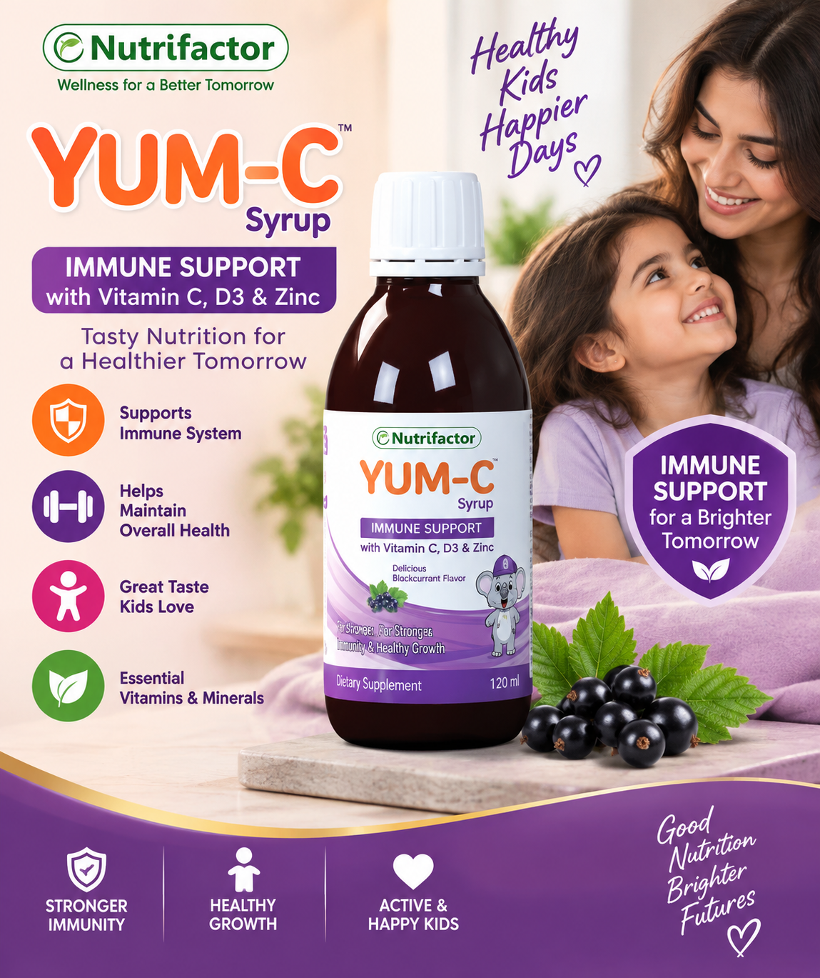Nutrifactor YUM-C Syrup 120ml – Vitamin C, D3 & Zinc Immune Support for Kids Nutrifactor YUM-C Syrup 120ml – Vitamin C, D3 & Zinc Immune Support for Kids