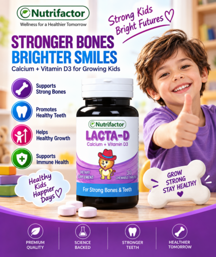 Nutrifactor Lacta-D Calcium + Vitamin D3 – Kids Bone & Teeth Support, 30 Chewable Tablets
