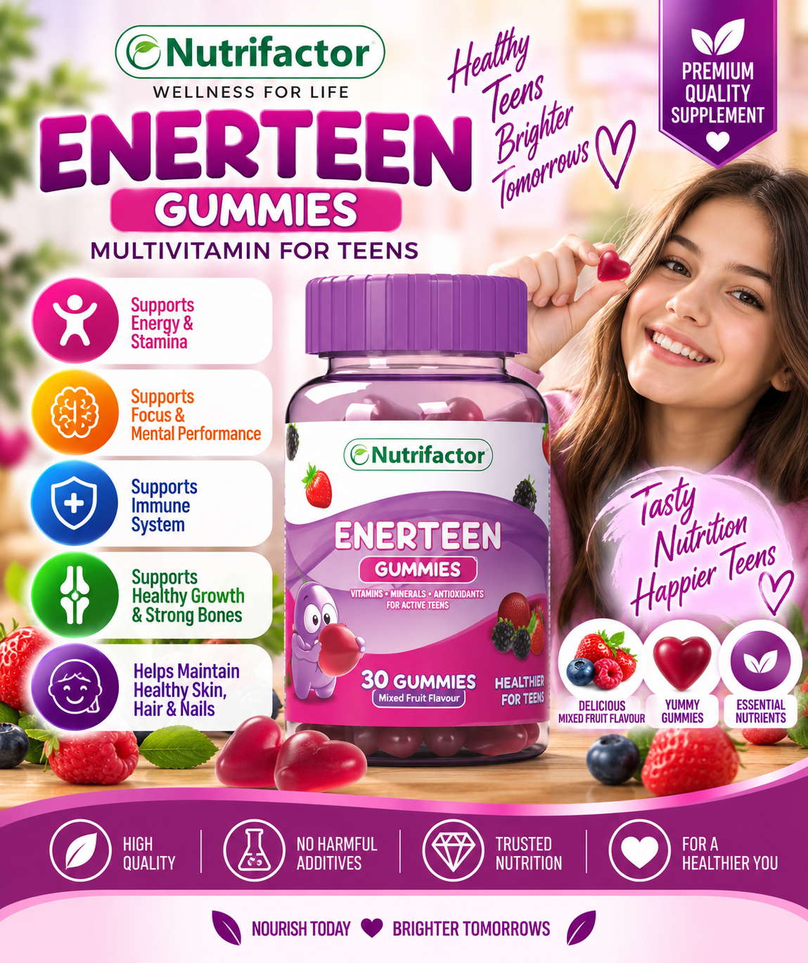 Nutrifactor Enerteen Gummies – Multivitamin & Mineral Support for Active Teens, 30 Gummies Nutrifactor Enerteen Gummies – Multivitamin & Mineral Support for Active Teens, 30 Gummies