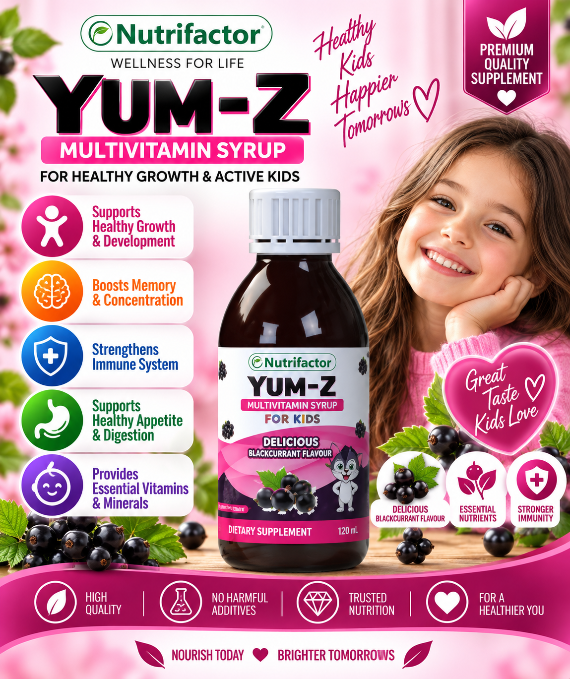 Nutrifactor Yum-Z Kids Multivitamin Syrup – Blackcurrant Flavor 120ml Nutrifactor Yum-Z Kids Multivitamin Syrup – Blackcurrant Flavor 120ml