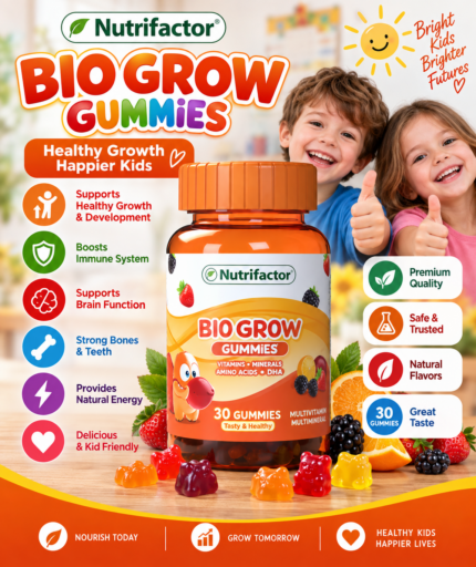 Nutrifactor Bio Grow Gummies – Kids Multivitamin with DHA, Vitamins & Minerals