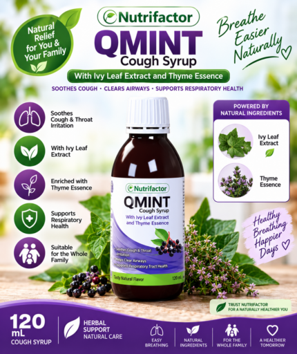 Nutrifactor Qmint Cough Syrup 120ml – Ivy Leaf & Thyme Respiratory Support