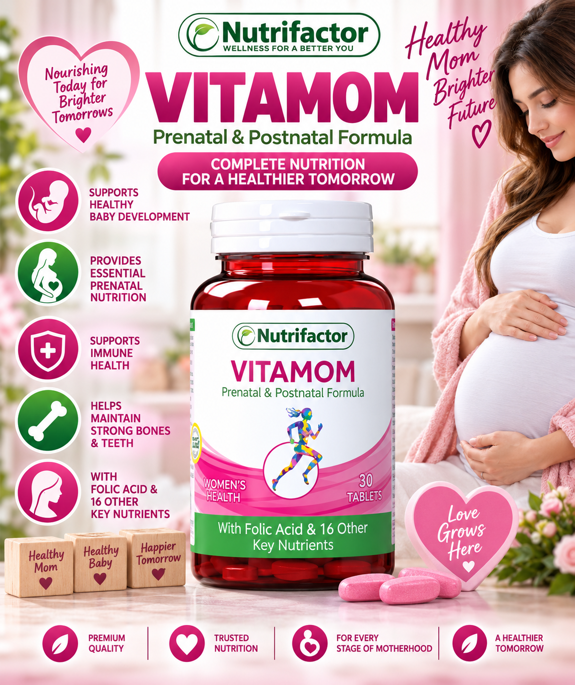 Nutrifactor Vitamom Prenatal & Postnatal Formula – 30 Tablets Nutrifactor Vitamom Prenatal & Postnatal Formula – 30 Tablets