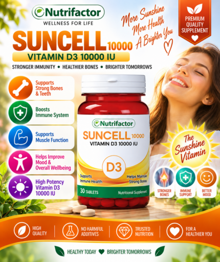 Nutrifactor Suncell 10000 IU Vitamin D3 – 30 Tablets | Bone & Immune Support