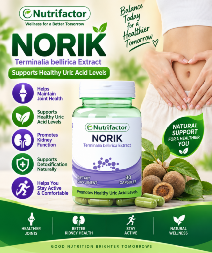 Nutrifactor Norik, Norik Capsules, Norik 30 Capsules, Nutrifactor Norik Capsules, Terminalia Bellirica Extract, Terminalia Bellirica Capsules, Uric Acid Support, Healthy Uric Acid Levels, Uric Acid Supplement, Joint Wellness Supplement, Joint Support Capsules, Botanical Supplement, Herbal Wellness Supplement, Active Lifestyle Support, Daily Wellness Capsules, Natural Uric Acid Support, Men's Wellness Supplement, Women's Wellness Supplement, Nutrifactor Supplements, Norik Uric Acid Support