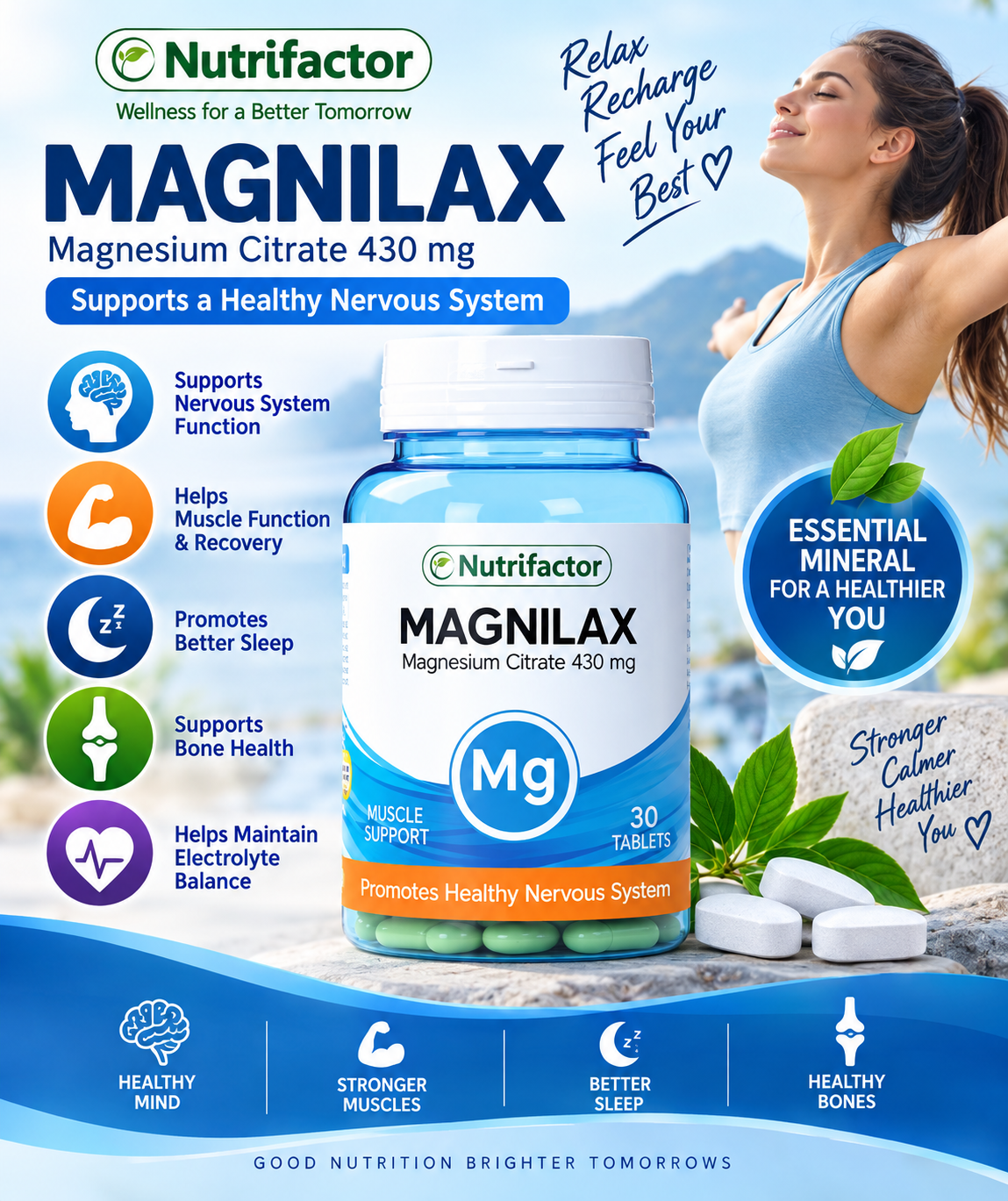 Nutrifactor Magnilax Magnesium Citrate 430mg – 30 Tablets Nutrifactor Magnilax Magnesium Citrate 430mg – 30 Tablets