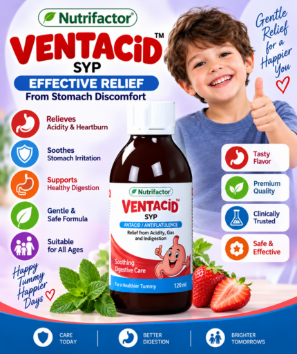 Nutrifactor Ventacid Syrup 120ml – Acidity, Gas & Indigestion Relief