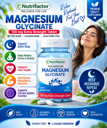 Nutrifactor Magnesium Glycinate 150mg – 30 Tablets | Sleep & Muscle Support