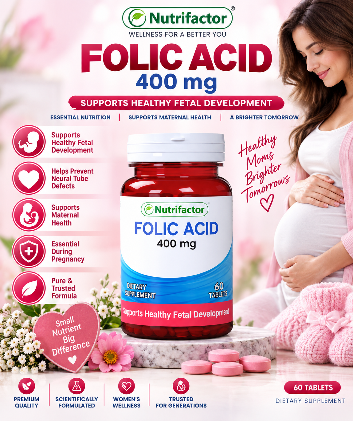 Nutrifactor Folic Acid 400 mcg – 60 Tablets | Pregnancy Support Nutrifactor Folic Acid 400 mcg – 60 Tablets | Pregnancy Support