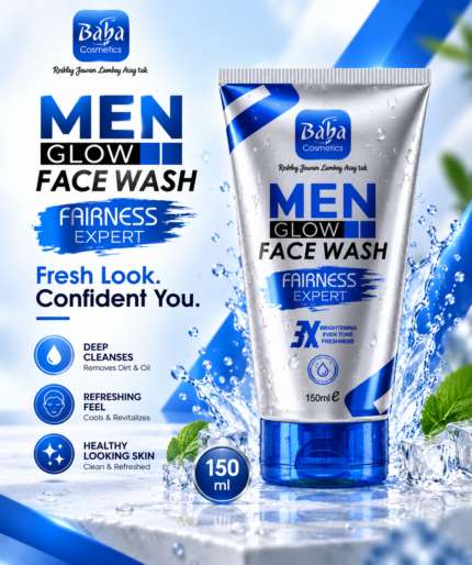 Baba Cosmetics Men’s Glow Face Wash 150ml – Brightening & Deep Cleansing