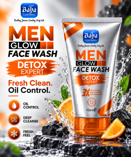Baba Men Glow Detox Face Wash 150ml – Oil Control & Deep Cleansing