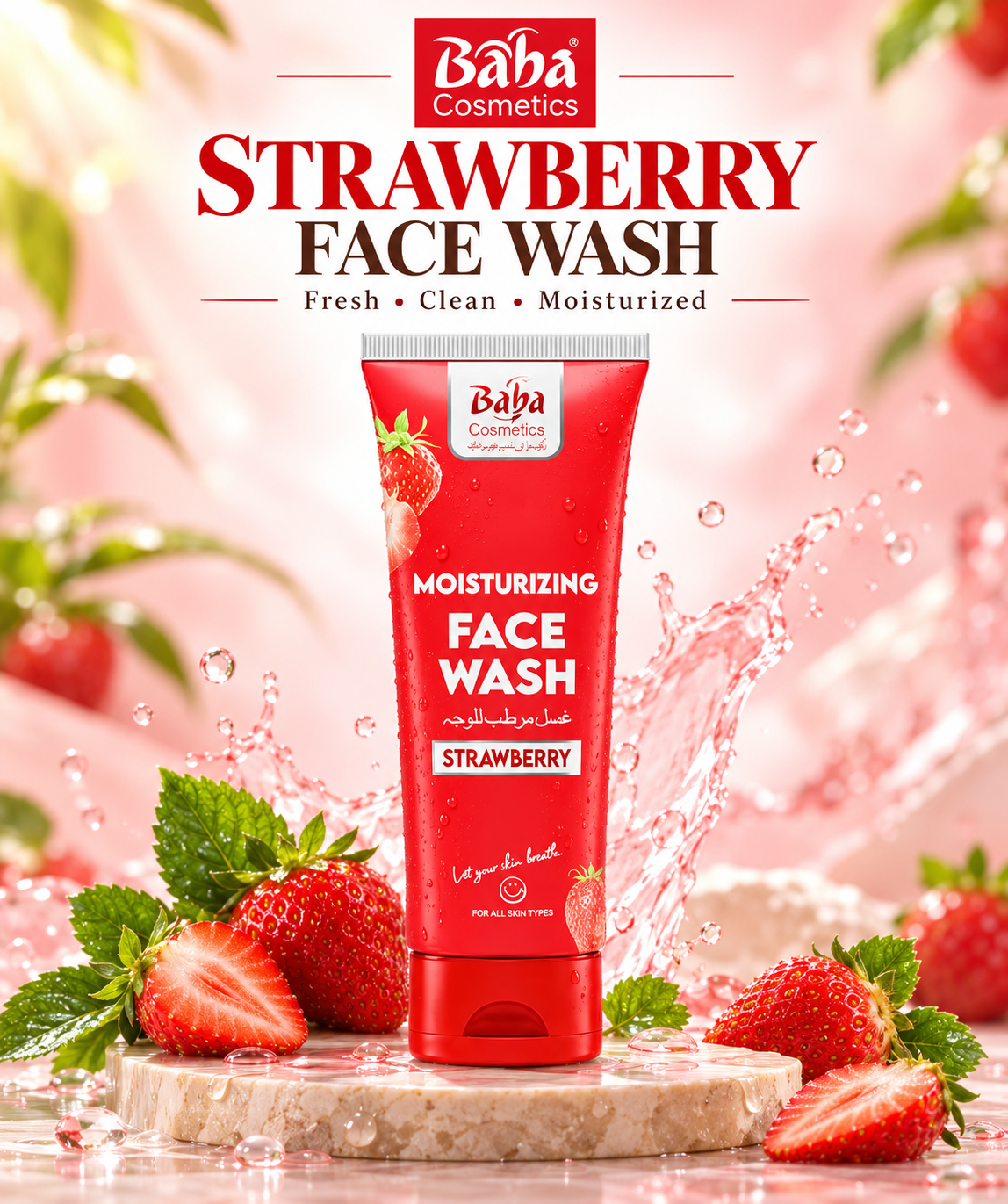Baba Cosmetics Strawberry Moisturizing Face Wash – Fresh & Clean Baba Cosmetics Strawberry Moisturizing Face Wash – Fresh & Clean